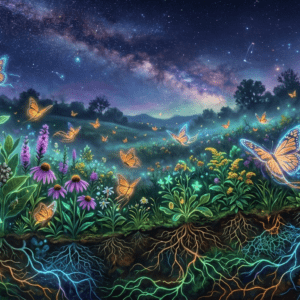 Midnight Pollinator Realm – Bioluminescent Ecosystem at Night